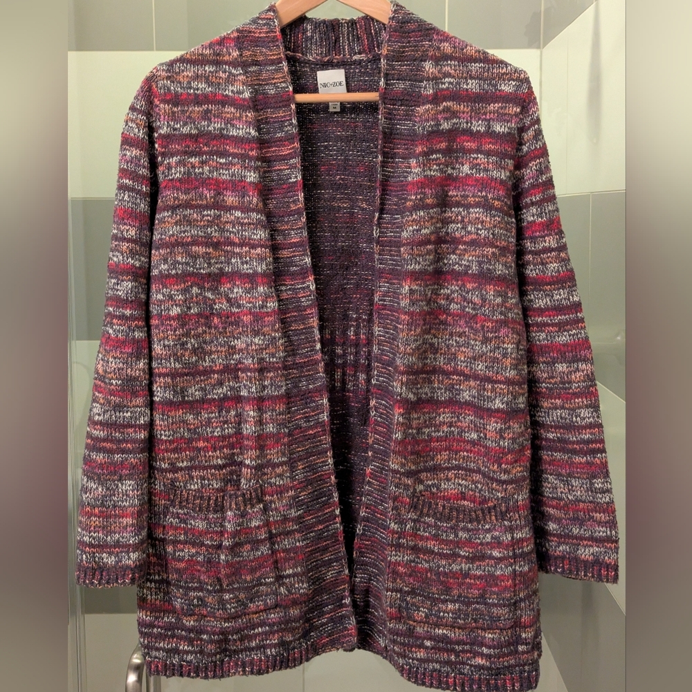 NIC+ZOE Women's Pink and Purple Knit Cardigan